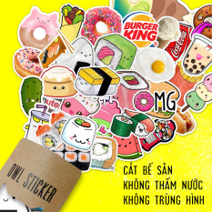 Bộ 10 – 100 hình dán food sticker Đồ ăn siêu dễ thương, nhìn là thèm – chống nước cao cấp