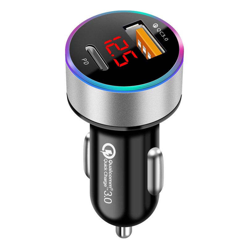 Tẩu Sạc Xe Hơi QC 3.0 PD cổng C Và 3.1A Đèn Led Phát Sáng Đẹp USB Kép cốc sạc...