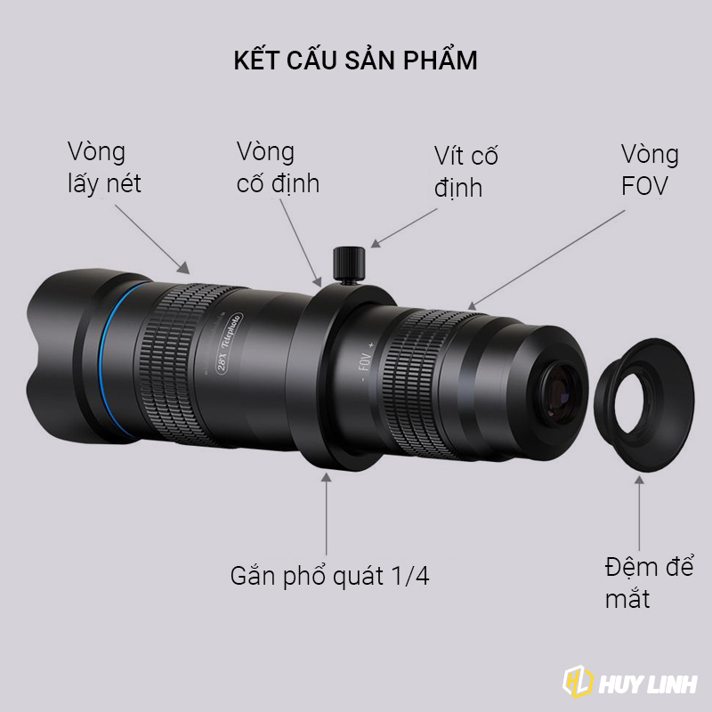 Ống kính Telezoom 28X - Lens siêu Zoom HD Apexel cho tất cả điện thoại Smartphone