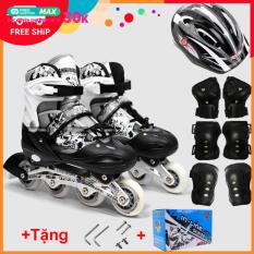 Bộ Giày Patin Longfeng 3 in 1 , giày trượt patin đầy đủ bảo hộ chân tay và mũ chính hãng tặng kèm hộp vàn bộ ốc vít màu Xanh
