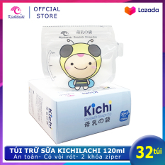 Hộp 32 Túi trữ sữa Kichilachi 120ml Hình ong – Có vòi rót tiện lợi, chất liệu PET An toàn