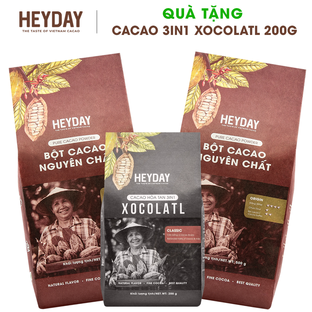 [Quà Tặng] 1kg Bột Cacao Nguyên Chất 100% - Dòng Origin thượng hạng (2 túi 500g) - Tặng 1 túi...