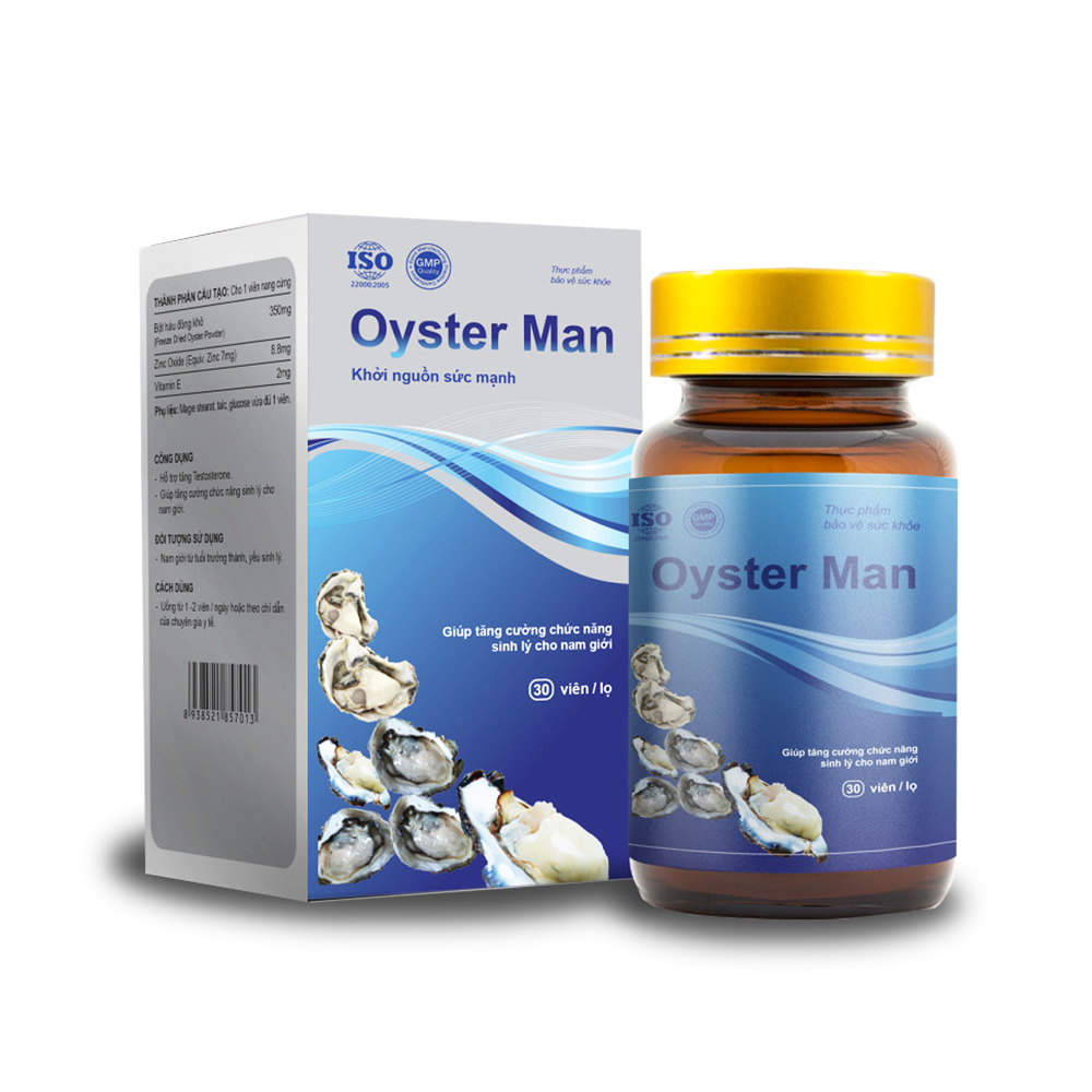 Tăng Cường Sinh Lý Nam Với Tinh Chất Hàu Oyster Man Tăng Ham Muốn, Cường Dương (Hộp 30 viên)