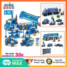 Lego xe xây dựng và nhân viên chở hàng, 163 mảnh lego cho bé