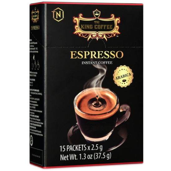 Cà Phê Đen Hòa Tan Espresso KING COFFEE - Hộp 15 gói x 2.5g - Arabica café hòa tan đậm...