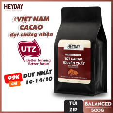 Bột Cacao Nguyên Chất 100% Việt Nam – Dòng Balanced phổ thông túi 500g – Chuẩn UTZ Quốc Tế – Heyday Cacao