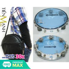 Combo Trống lắc tay và Bao đựng Lục Lạc Gõ Bo Yamaha MT6-102B (Xanh Trong Suốt – Trống chơi nhạc chế gõ po – Xipo)