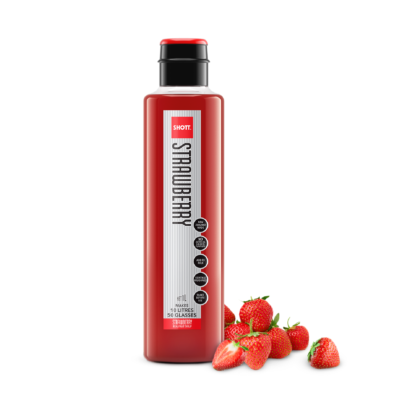 Syrup pha chế SHOTT – Vị Dâu Tây đặc ( Sticky Strawberry) – Chai 1L